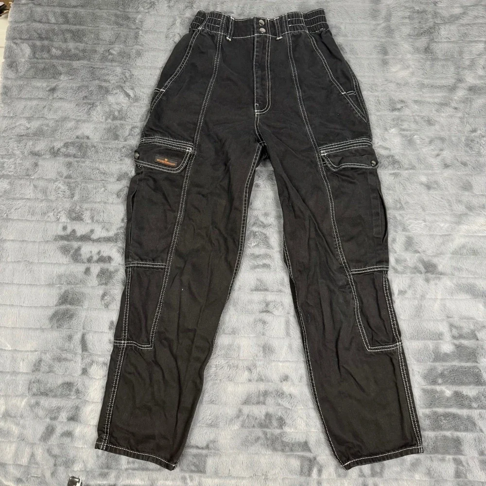 BDG Urban Outfitter Relaxed Mens Skate Jean Black White Contrast Stitch Cargo 27
